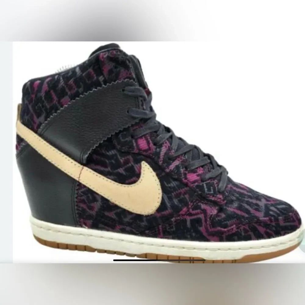 Nike Dunk Sky High Premium Hidden Wedge Womens 9.5 Black Linen Purple Tribal